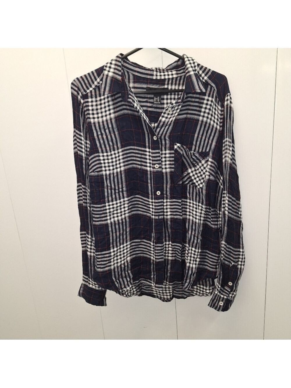 Forever 21 Plus Size 0X Blue Flannel Button Down Shirt